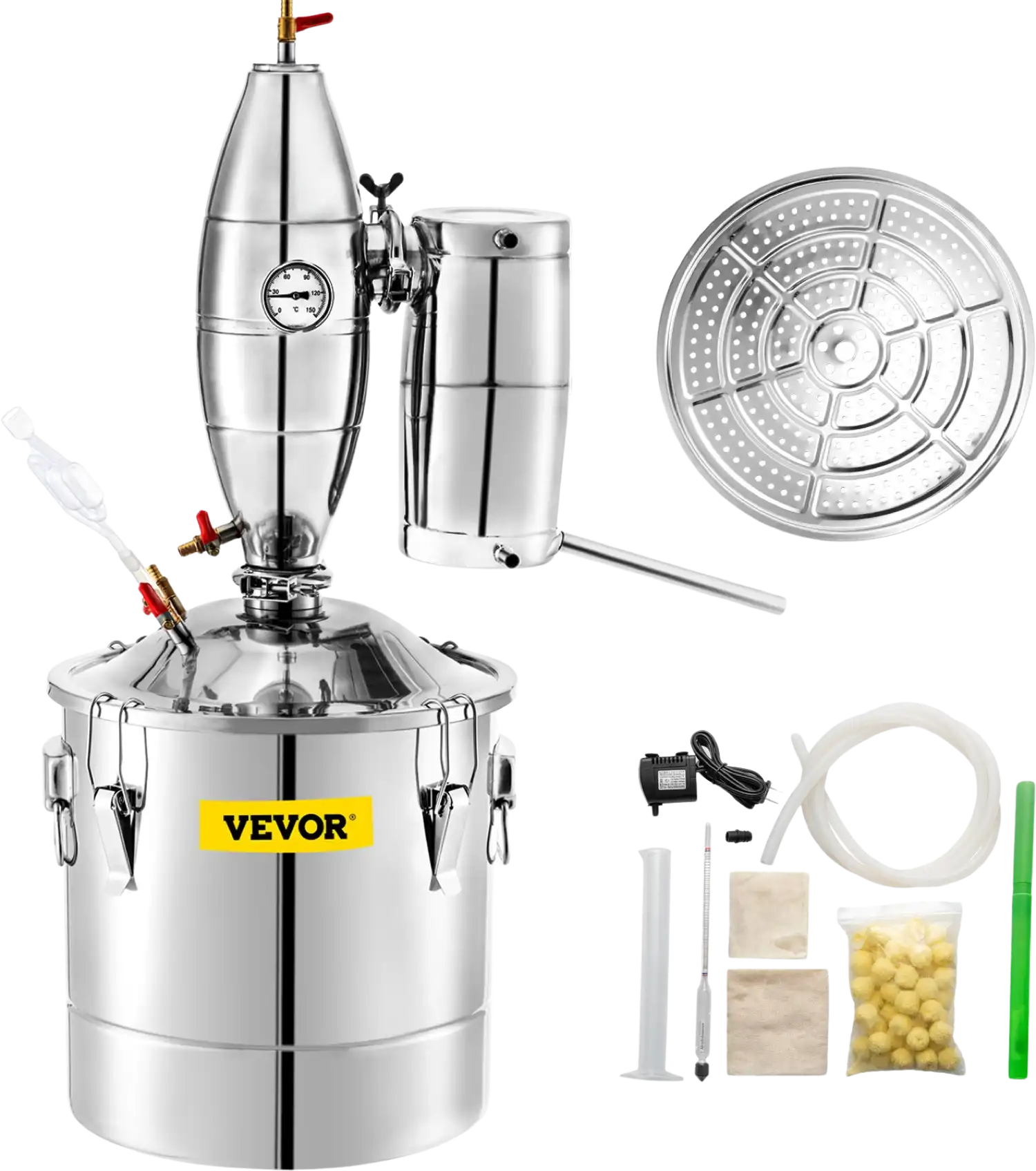 Vevor Alcohol Distiller 7.9 Gal 30 L Stainless Steel Wine Whiskey Home Brewing Kit with Thermometer New