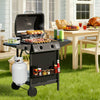 30,000 BTU outdoor propane gas grill on wheels with side burner, spacious cooking zone, and ample storage for outdoor.