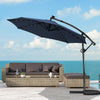 10 ft 360° Rotation Solar Powered LED Patio Offset Umbrella without Weight Base-Navy - Gallery View 1 of 12
