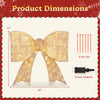 Golden 30" Christmas lighted bow decoration with 120 warm white LED lights, perfect for festive holiday displays.