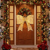 30" Christmas Lighted Bow Decoration Set of 2 with 120 Pre Lit Warm White LED Lights-Golden - Gallery View 1 of 10