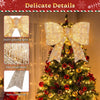 30" lighted bow decoration set of 2 with warm white LED lights, shiny tinsel fabric, perfect for holiday displays.