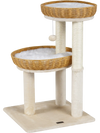 30-inch cat tower featuring two hand-woven rattan baskets and natural sisal scratching posts for indoor kittens.