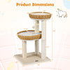 Dimensions of the 30-inch cat tower with 2 rattan baskets, ideal for indoor kittens and compact spaces.