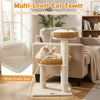 Multi-level cat tower featuring two rattan baskets, sisal scratching posts, and a wide stable base for indoor kittens.