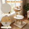 Cat tower featuring two hand-woven rattan baskets, soft plush cushions, and sturdy metal supports for indoor kittens.