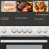 Ceramic cooktop of the 30 Inch Freestanding Kitchen Stove with 4 burner controllers and 8 temperature adjustments.