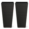 Set of 2 modern 30-inch decorative planter pots made from PE rattan, perfect for patios and poolside greenery.