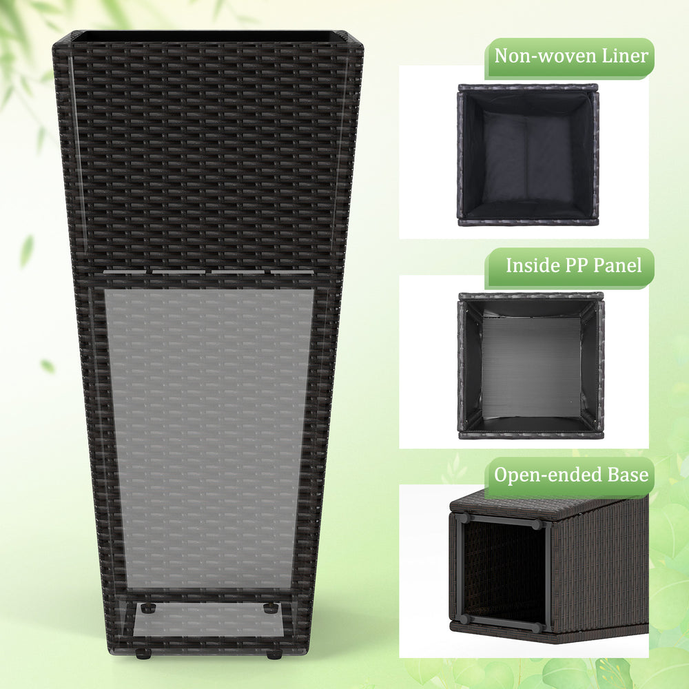 Modern 30-inch decorative planter pot with open-ended base, made from premium PE rattan for patios and poolside use.