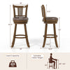 30-inch bar stool set with PE rattan backrest and rubber wood frame, featuring a 360° swivel seat for comfort.