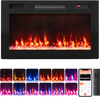 30-inch smart WiFi electric fireplace with 12 flame colors, remote control, and versatile recessed or wall-mounted design.