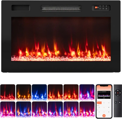 Costway Smart WiFi Electric Fireplace Recessed/Wall Mounted 30/36/40/50/60/72
