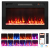 30-inch smart WiFi electric fireplace features 12 flame colors, dual heating modes, and versatile recessed or wall-mounted design.