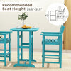 Turquoise 30-inch square bar table with slatted design, ideal for poolside use and compatible with 25.5"-31.5" chairs.