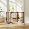 30 Inch Tall Wooden Pet Fence for Cats Small and Medium Dogs-Brown - Gallery View 1 of 9