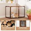 30-inch tall wooden pet fence in brown, made of natural fir wood, ideal for small dogs and cats, provides safe.