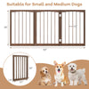 30-inch tall brown wooden pet fence for small and medium dogs, foldable design for easy storage and transport.