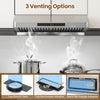 30-inch stainless steel under cabinet range hood with 900 CFM airflow and three venting options for versatile.