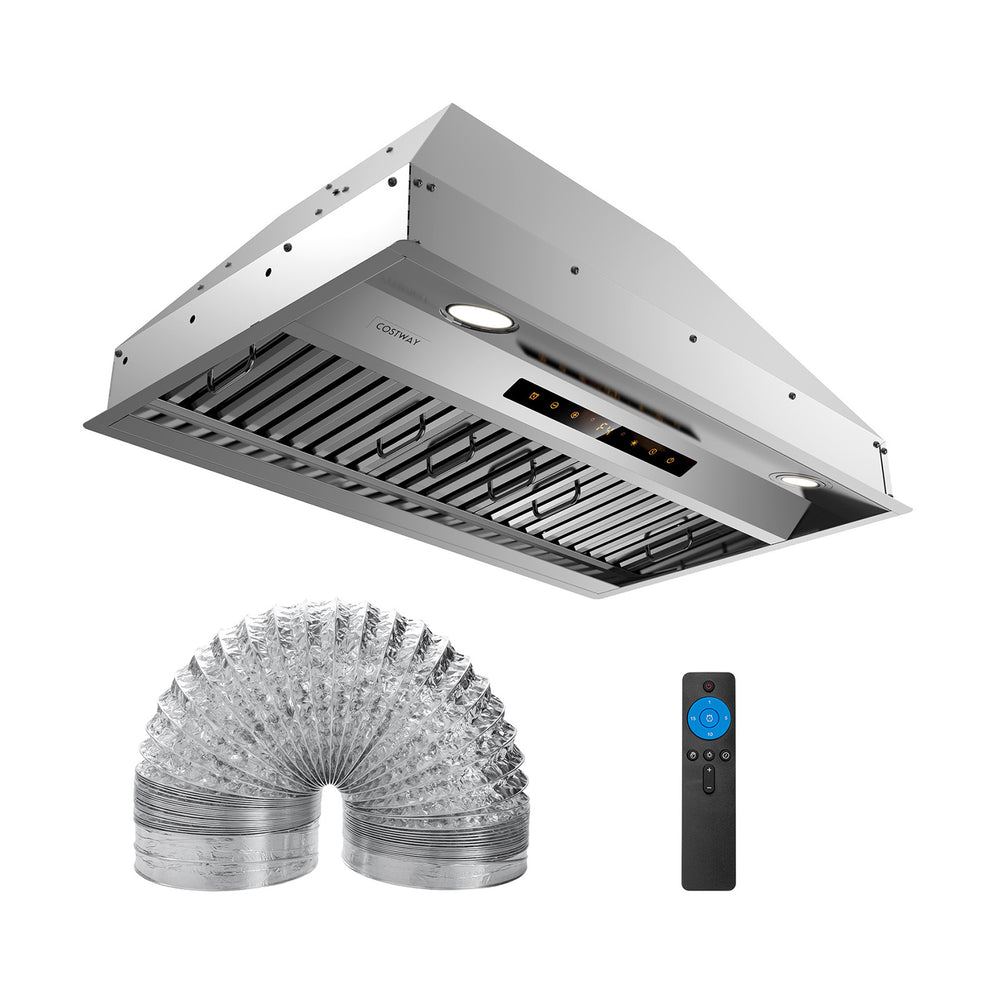 30-inch under cabinet range hood in silver with 4 fan speeds, baffle filters, and remote control for efficient.