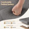 Close-up of the gray storage ottoman bench featuring premium linen fabric and 1" thick foam for comfort and support.