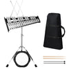 30-note percussion glockenspiel with adjustable stand, mallets, and carrying bag, ideal for beginners and practice.