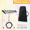30-note percussion glockenspiel with adjustable stand, aluminum bars, mallets, and carrying bag for easy transport.
