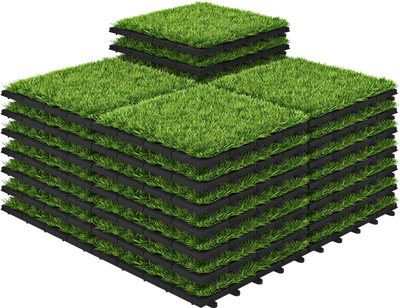 Costway 30-Pcs Interlocking Artificial Grass Tiles 12