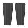 Set of 2 elegant 30-inch tall flower pots in black PE rattan, featuring adjustable foot pads for stability on uneven.