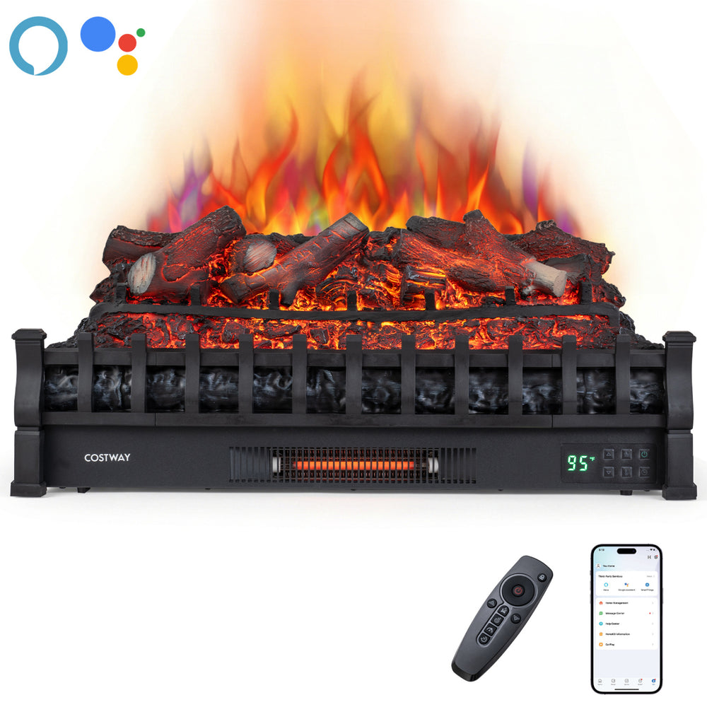 30" WiFi fireplace insert with customizable flame effects, remote control, and 1500W infrared heating for cozy spaces.
