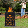 30-inch burn barrel made of ultra-thick carbon steel with venting patterns, ideal for yard waste disposal.