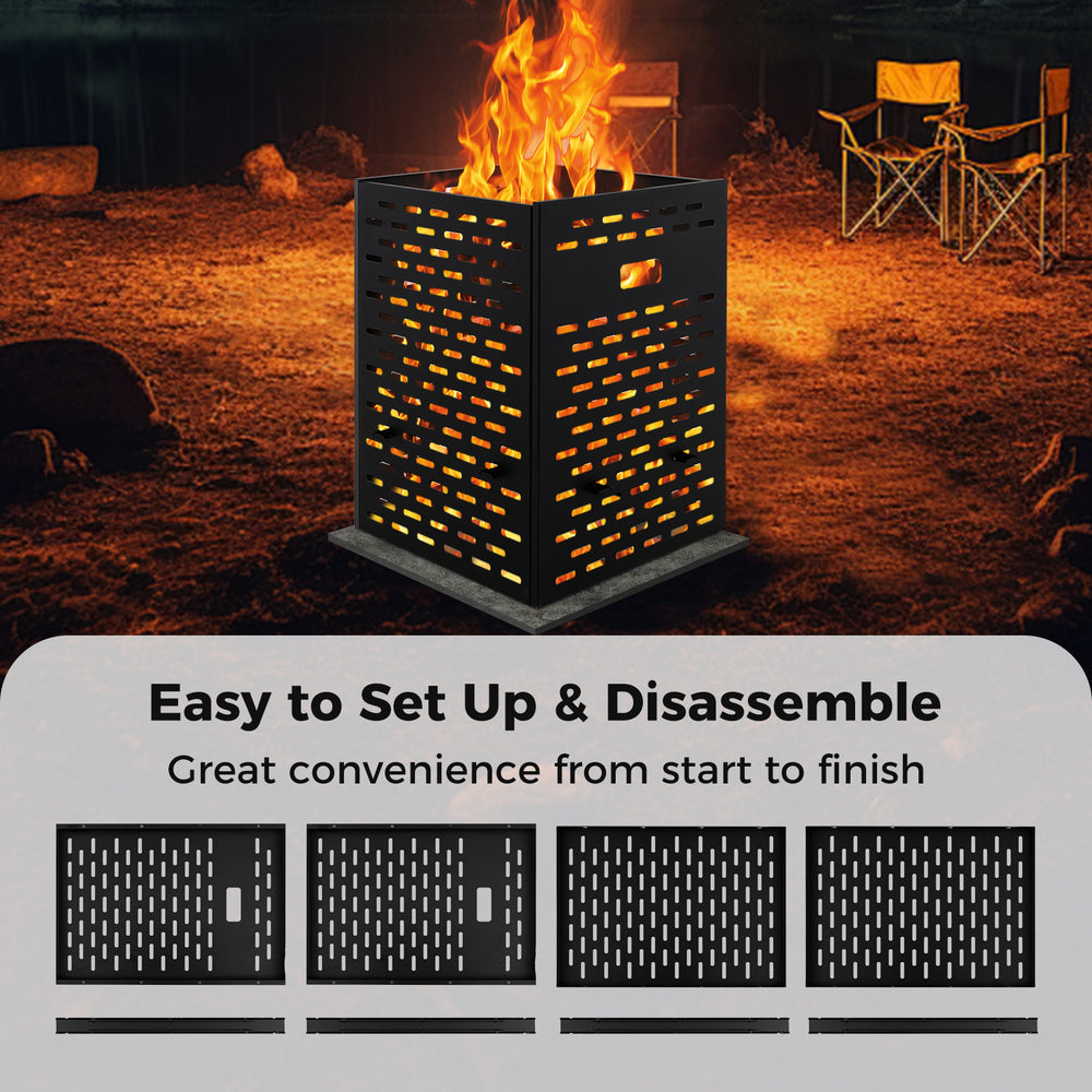 30-inch burn barrel made of ultra-thick carbon steel with venting patterns, ideal for efficient yard waste disposal.