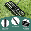 Lawn leveling rake with 30 x 10 inch plate, ergonomic anti-slip handle, and 180° rotatable U-shaped head for easy use.