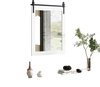 Wall mount mirror with a white wood frame and black metal bracket, ideal for rustic decor in bedrooms or bathrooms.