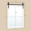 Wall mount mirror with white wood frame and black metal bracket, 30 x 22 inches, ideal for rustic home decor.
