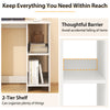 Modern home office desk with 2 compartments, featuring a 2-tier shelf and thoughtful barrier for organized storage.