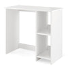Modern white home office desk with 2 compartments, sturdy design, perfect for organizing small spaces.