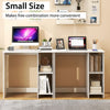 Modern 31.5-inch white home office desk with 2 compartments, ideal for small spaces and easy organization.