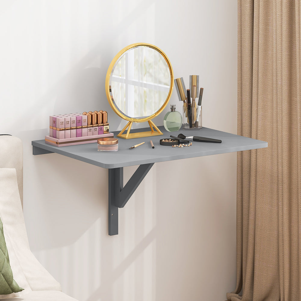 31.5 x 23.5 Inch Wall Mounted Folding Table for Small Spaces-Gray - Gallery View 1 of 14