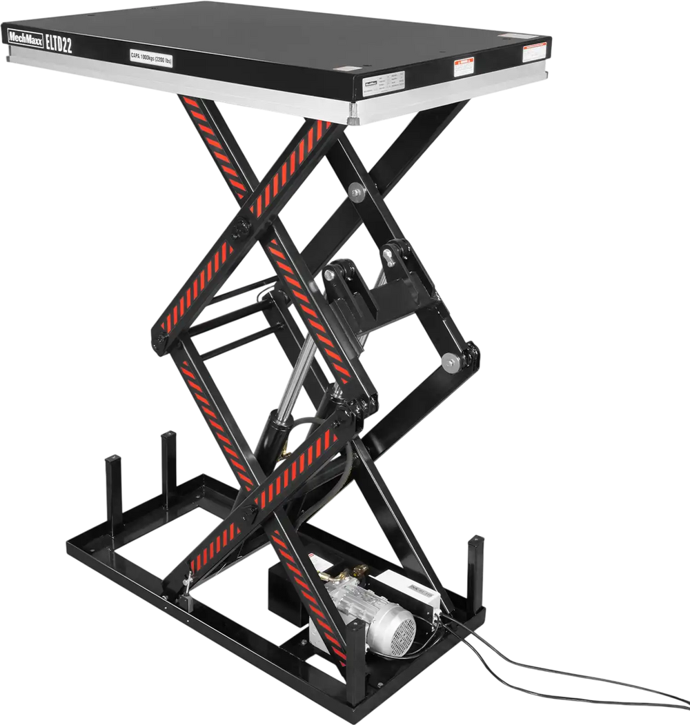 2200 lbs Capacity Stationary Electric Hydraulic Double Scissor Lift Table - 51.2" x 32.3" Platform,  70.1" Lift Height,  UL Certified Motor,  ELTD22