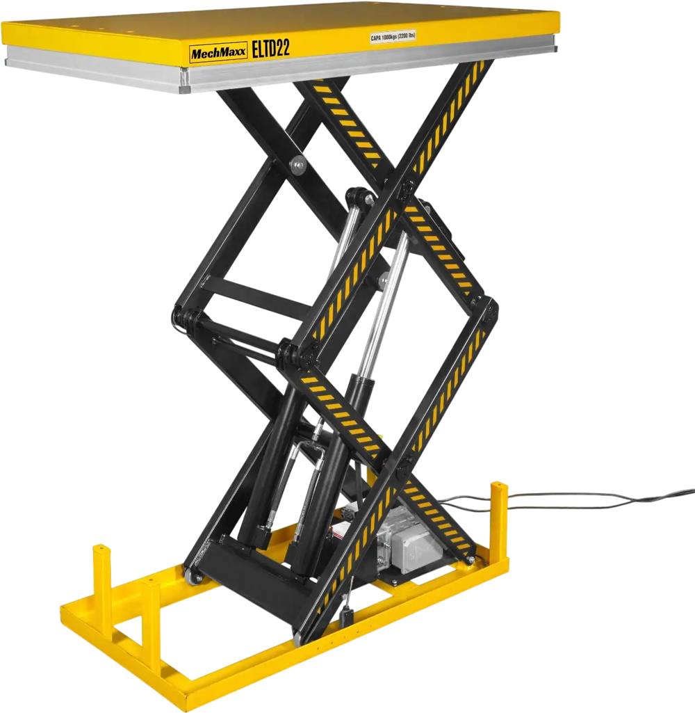 2200 lbs Capacity Stationary Electric Hydraulic Double Scissor Lift Table - 51.2" x 32.3" Platform,  70.1" Lift Height,  UL Certified Motor,  ELTD22