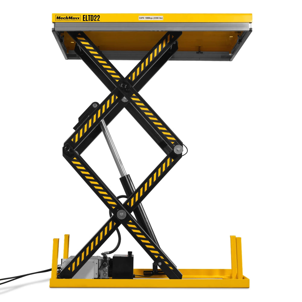 2200 lbs Capacity Stationary Electric Hydraulic Double Scissor Lift Table - 51.2" x 32.3" Platform,  70.1" Lift Height,  UL Certified Motor,  ELTD22