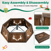 Christmas tree collar features interlocking panels for tool-free setup, showcasing a rustic finish with decorative antler cutouts.