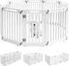 White 31.5" height dog playpen with 10 panels, made of durable HDPE, suitable for indoor and outdoor use.