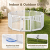 Indoor and outdoor dog playpen featuring 12 panels, made of durable HDPE with suction cup feet and ground stakes for stability.