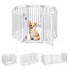 Indoor outdoor dog playpen with 8 panels in white, made of durable HDPE, ideal for customizable pet spaces.