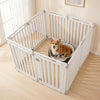 Indoor outdoor dog playpen with 8 panels in white, made of durable HDPE material, ideal for customizable pet spaces.
