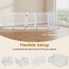 Indoor outdoor dog playpen with 8 panels in white, made of durable HDPE, customizable for various spaces and uses.