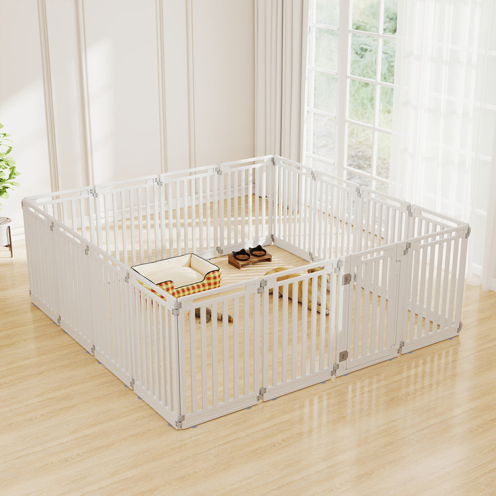 31.5" Height Indoor Outdoor Dog Playpen with 16 Panels-White - Gallery View 1 of 7