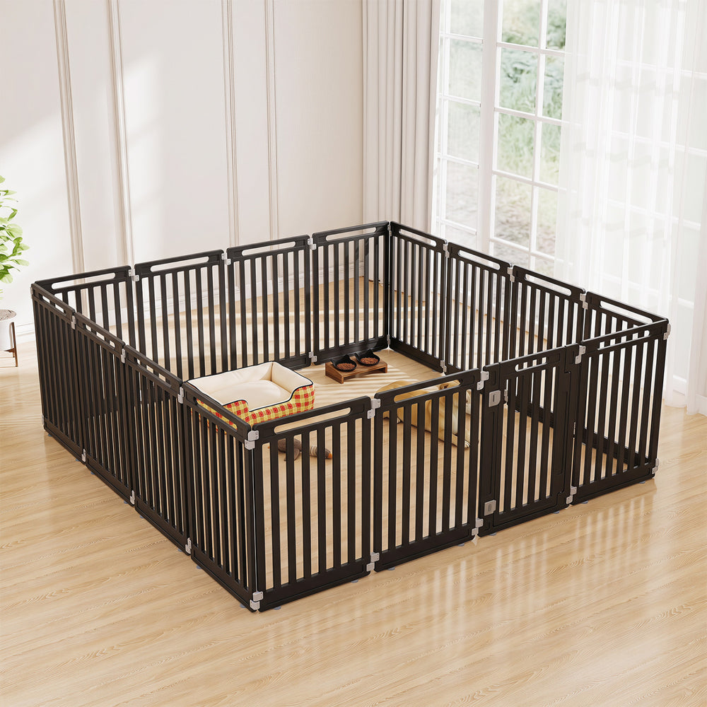 31.5" Height Indoor Outdoor Dog Playpen with 16 Panels-Black - Gallery View 1 of 7