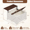 Square coffee table with lifting tabletop, hidden storage compartment, and rustic brown finish, dimensions 31.5 x 31.5.